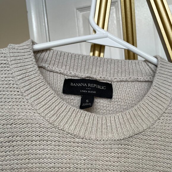 Banana Republic Linen Blend Sweater, Textured Knit, Neutral Beige, Size S - Picture 3 of 5